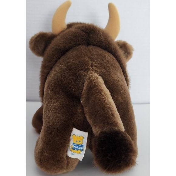Vintage Dkin 1980s Buffalo Bison Brown Plush Stuffed Animal Soft Toy Collectible - Picture 2 of 9